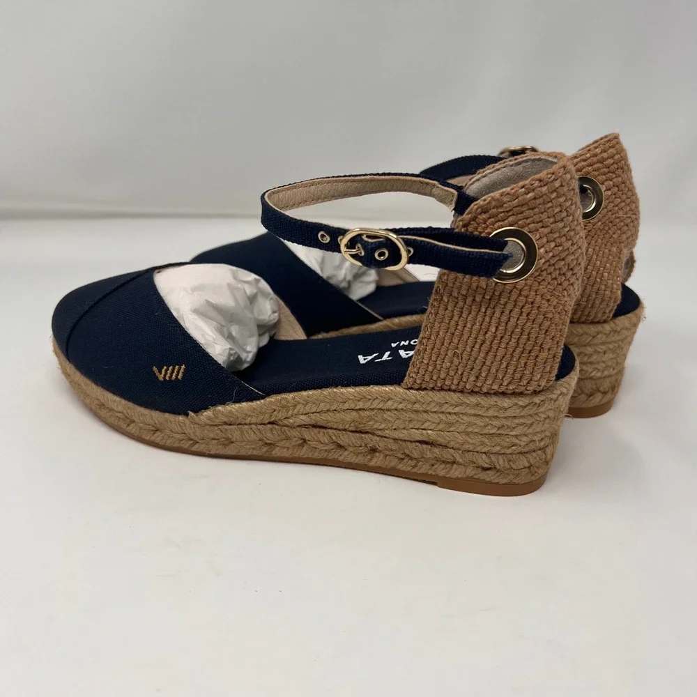 Viscata Pubol Espadrille Wedge Sandals Womens 40 US 9 Navy Canvas Spain NIB